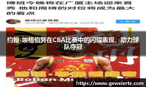约翰-埃格伯努在CBA比赛中的闪耀表现，助力球队夺冠